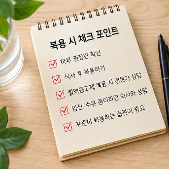 식후 코큐텐 복용과 흡수율을 설명하는 일러스트