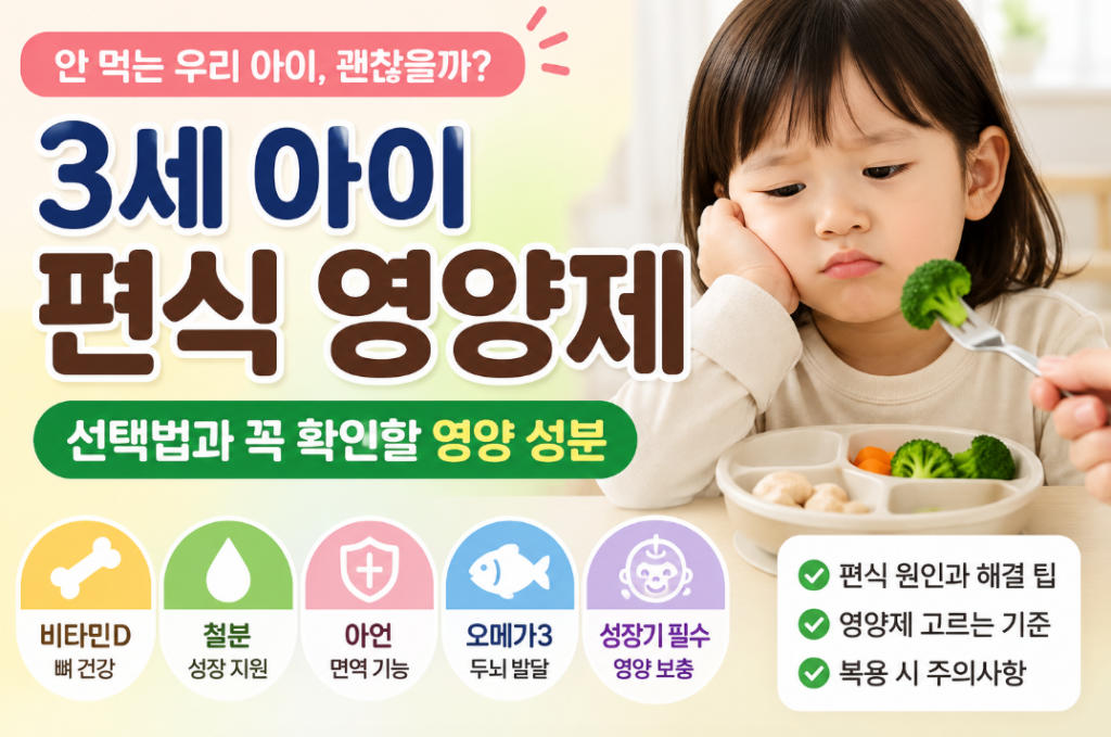 3세 아이 편식 영양제 선택법과 꼭 확인할 영양 성분
