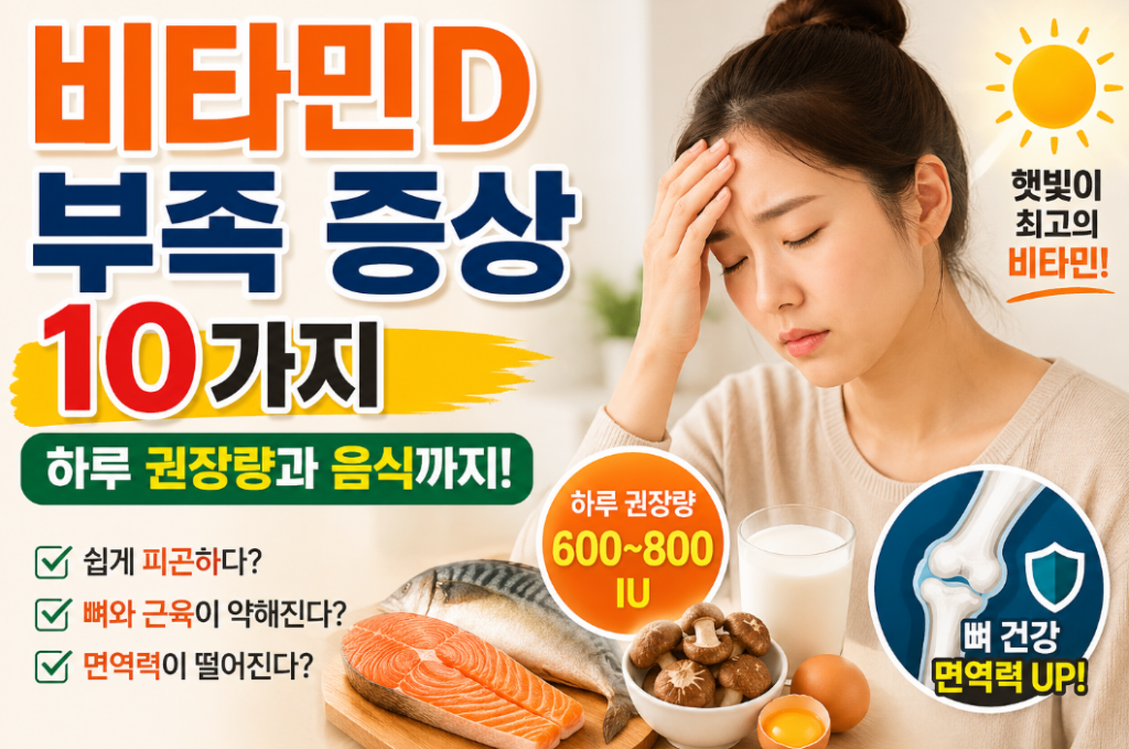 비타민D 부족 증상 10가지|하루 권장량과 음식까지