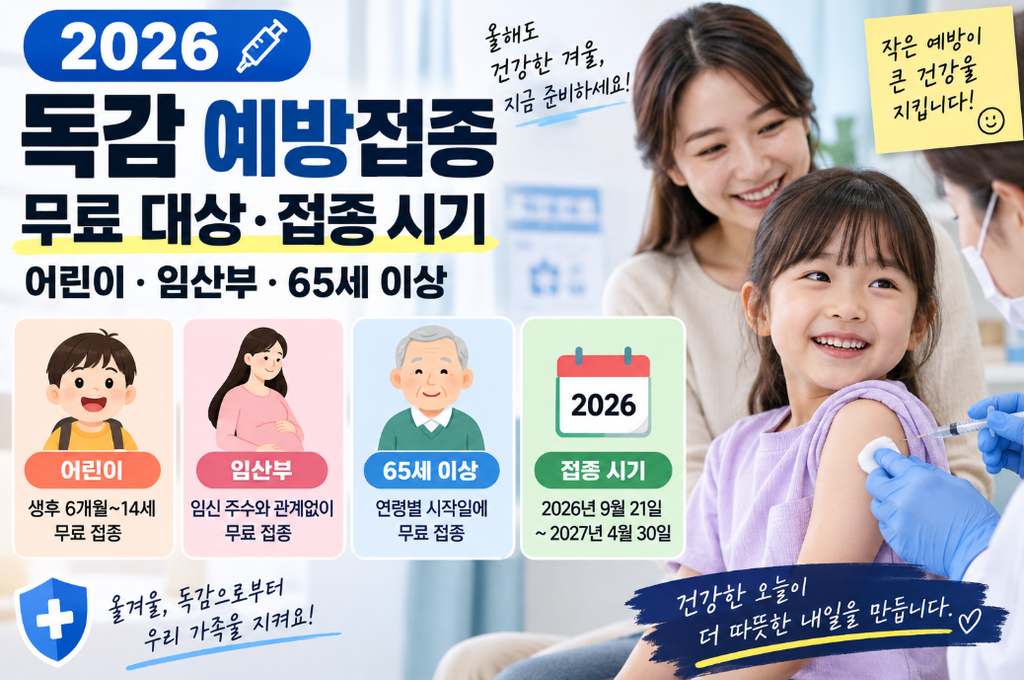 독감 예방접종 2026|무료 대상·접종 기간·어린이·임산부·65세 이상 일정